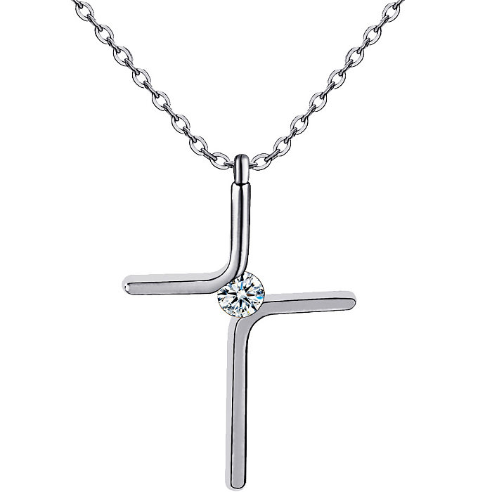 New Simple Cross Pendant Stainless Steel Necklace