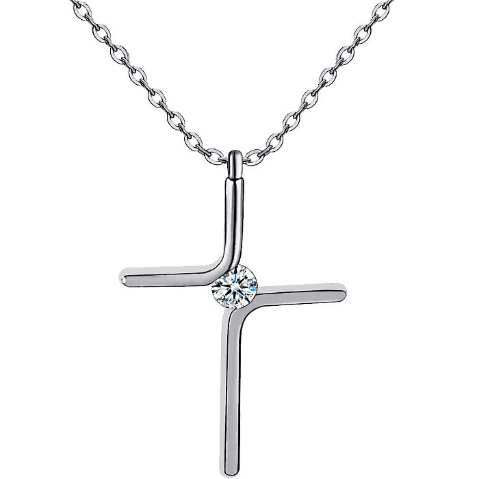 Nouveau Collier pendentif croix Simple en acier inoxydable