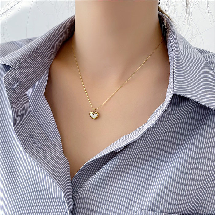 Fashion Heart Shape Rose Stainless Steel  Plating Necklace