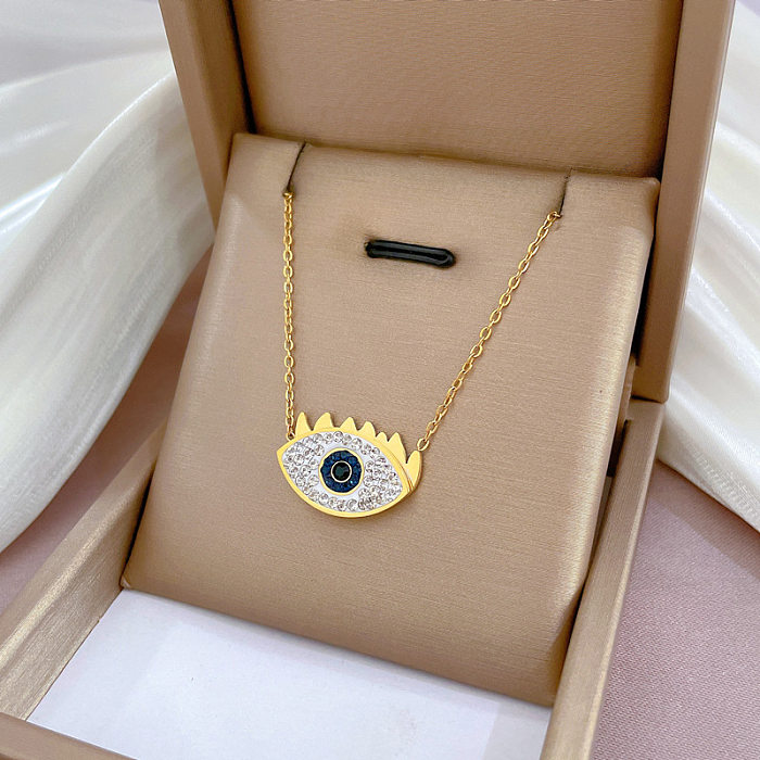 Fashion Geometric Stainless Steel Gold Plated Zircon Necklace