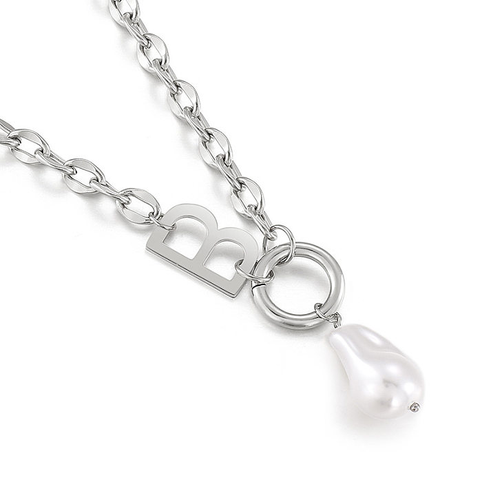 Fourniture transfrontalière en gros mode européenne et américaine Cool lettre B collier Vintage femmes en forme de O chaîne en plastique collier de perles une pièce livraison directe