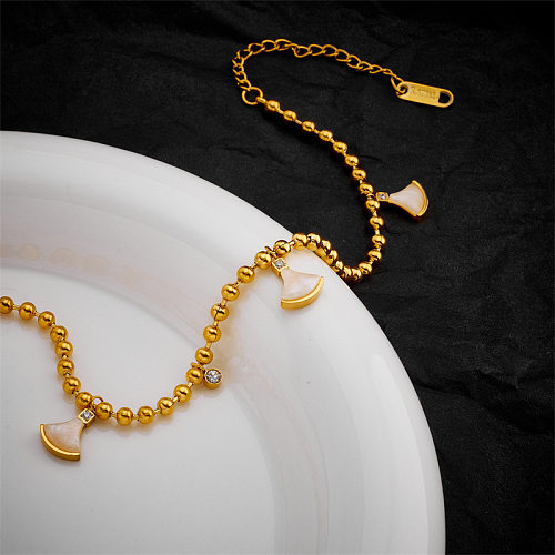 Lady Sector Titanium Steel Inlay Shell Zircon Bracelets