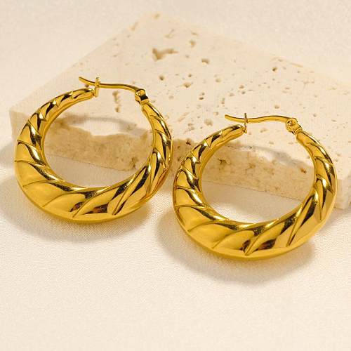 1 Pair Simple Style Commute Twist Plating Stainless Steel  18K Gold Plated Earrings