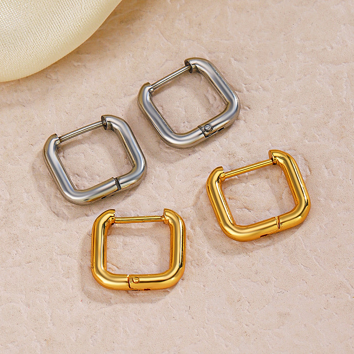 1 Paar schlichte quadratische Edelstahl-Ohrringe mit 18-Karat-Vergoldung