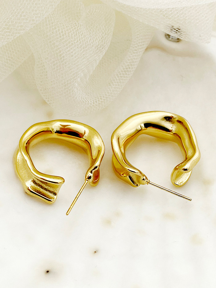 1 Pair Vacation Simple Style Irregular Stainless Steel  Plating 18K Gold Plated Ear Studs