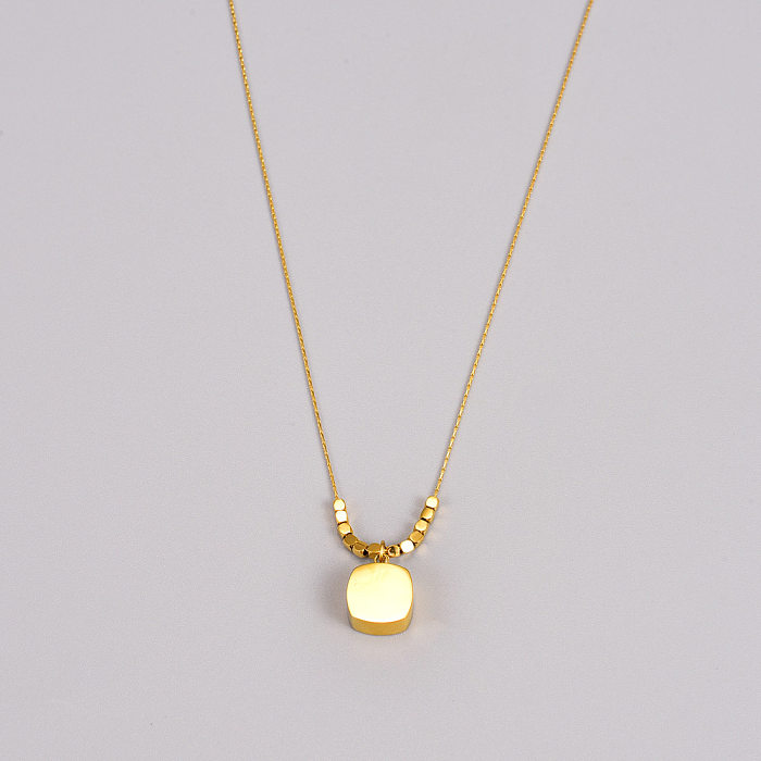 Fashion Smiley Face Stainless Steel Gold Plated Shell Pendant Necklace