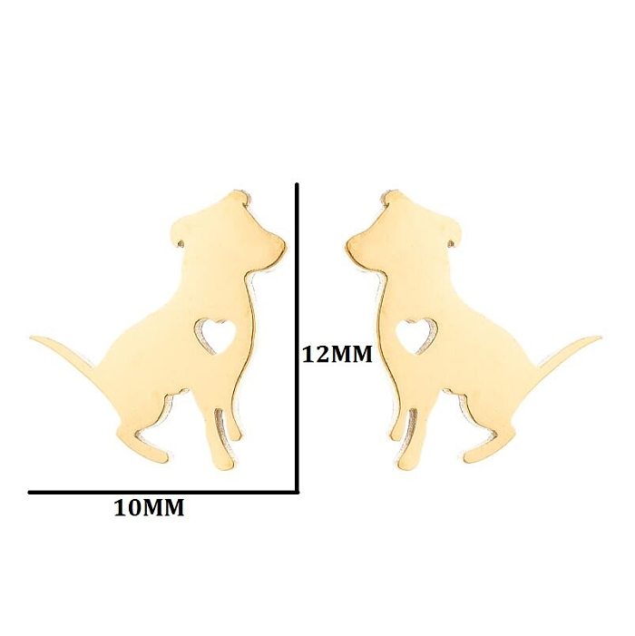 Women'S Simple Style Dog Cat Stainless Steel  No Inlaid Ear Studs Plating Stainless Steel  Earrings