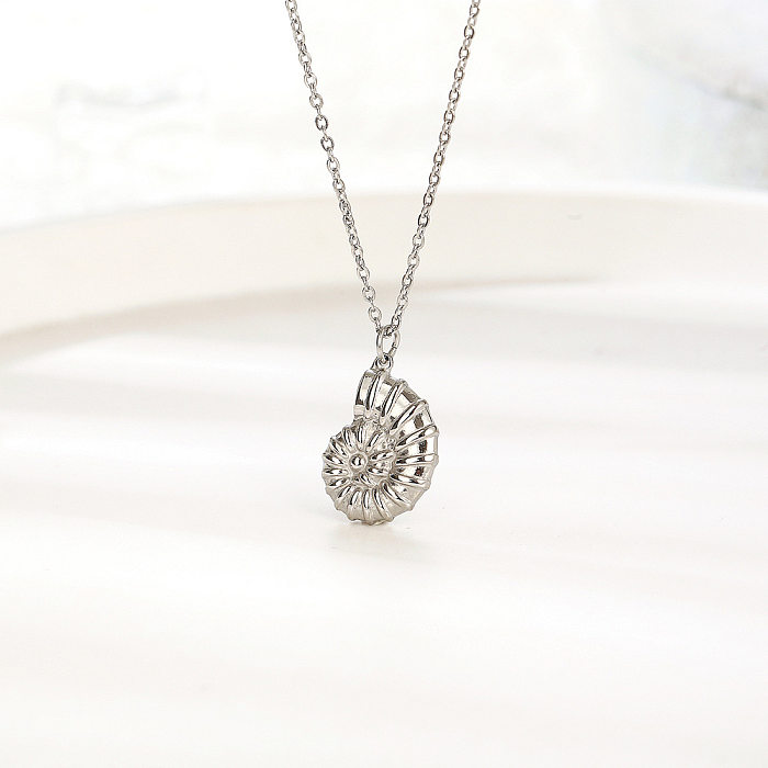 Classic Style Solid Color Stainless Steel Pendant Necklace