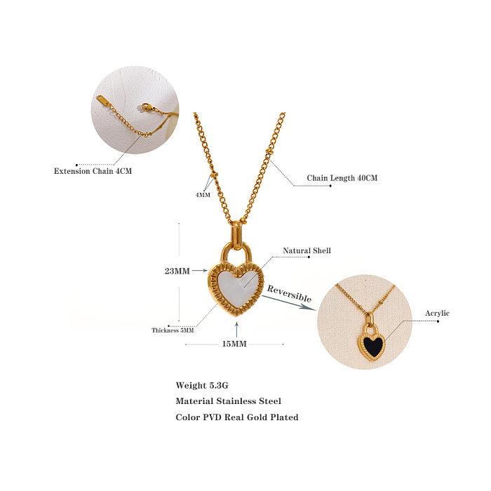 Simple Style Heart Shape Stainless Steel Plating Shell Pendant Necklace 1 Piece
