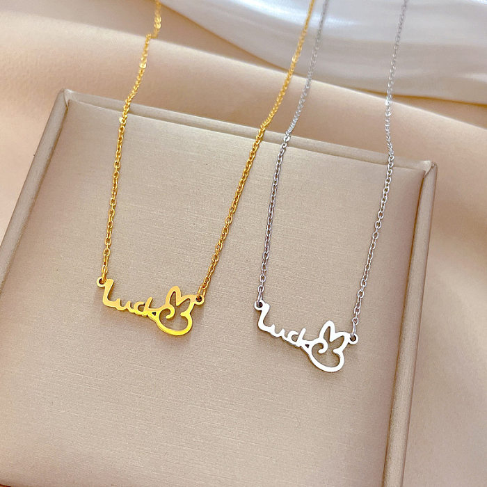 Cartoon Style Animal Letter Stainless Steel Plating Pendant Necklace