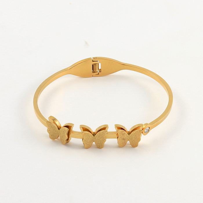 Bracelet en Zircon avec incrustation de placage en acier titane papillon doux de Style IG