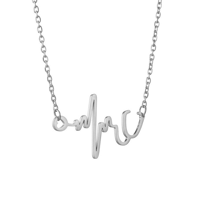 Elegant Lady Electrocardiogram Stainless Steel  Pendant Necklace