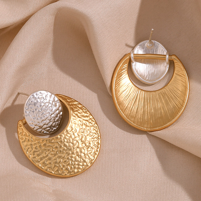 1 paire de boucles d'oreilles pendantes en acier inoxydable plaqué or 18 carats, style vintage, style simple, style classique, couleur unie