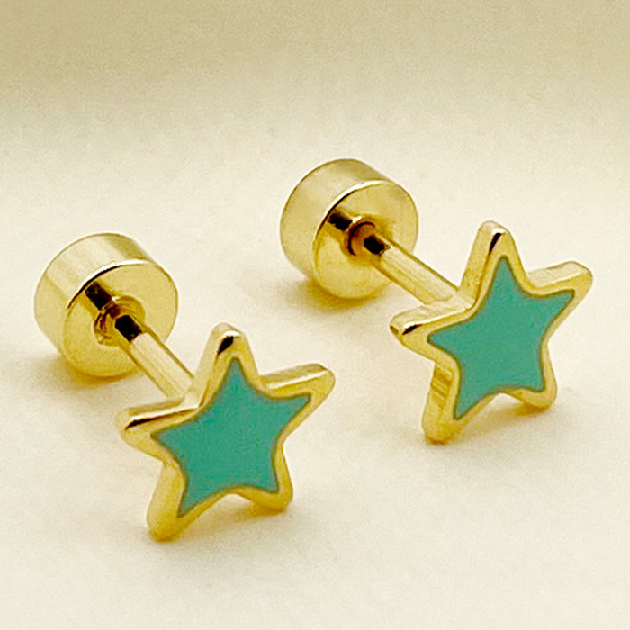 1 Pair Simple Style Geometric Stainless Steel  Inlay Rhinestones Gold Plated Ear Studs