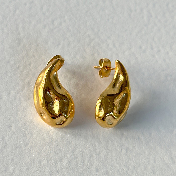 1 Pair Basic Solid Color Plating Stainless Steel 18K Gold Plated Ear Studs