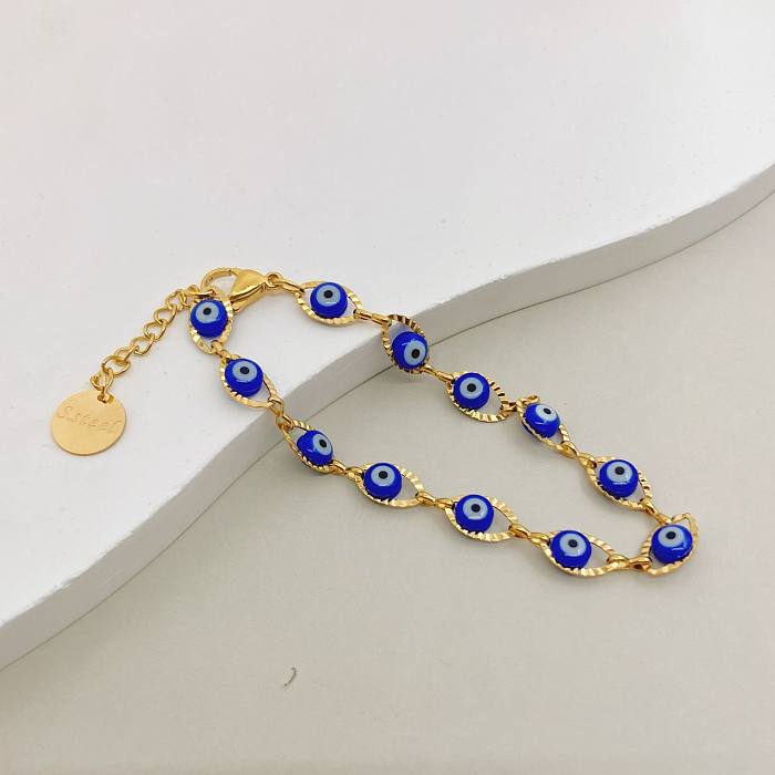 Casual Modern Style Eye Stainless Steel Enamel Plating Hollow Out Gold Plated Bracelets