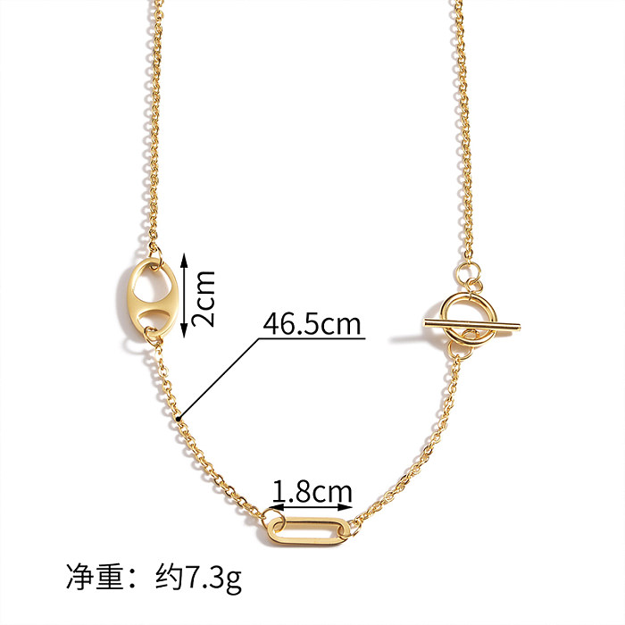 Elegant Simple Style Solid Color Stainless Steel  Toggle Plating 18K Gold Plated Necklace