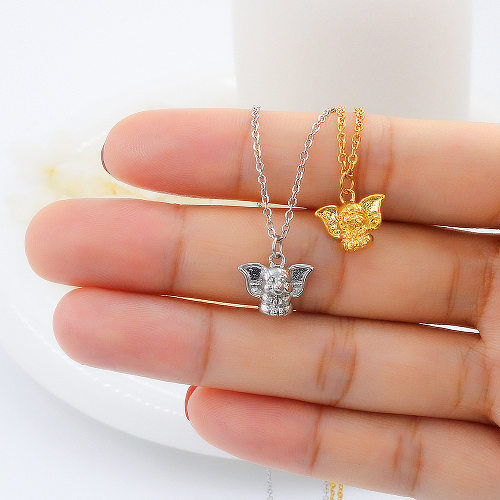 Simple Style Solid Color Stainless Steel Gold Plated Pendant Necklace In Bulk