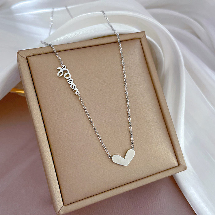 Sweet Heart Shape Stainless Steel Plating Pendant Necklace 1 Piece