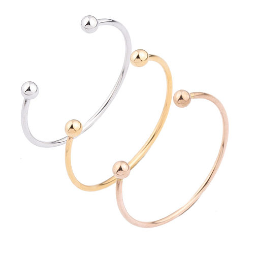 Brazalete chapado en plata chapado en oro de acero inoxidable de color sólido básico para mujer