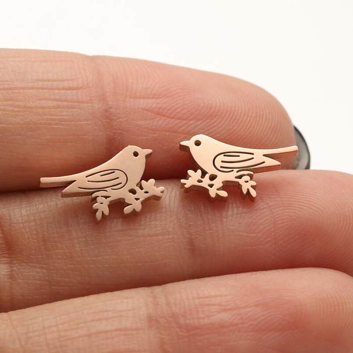 1 Pair Simple Style Bird Plating Stainless Steel  18K Gold Plated Ear Studs