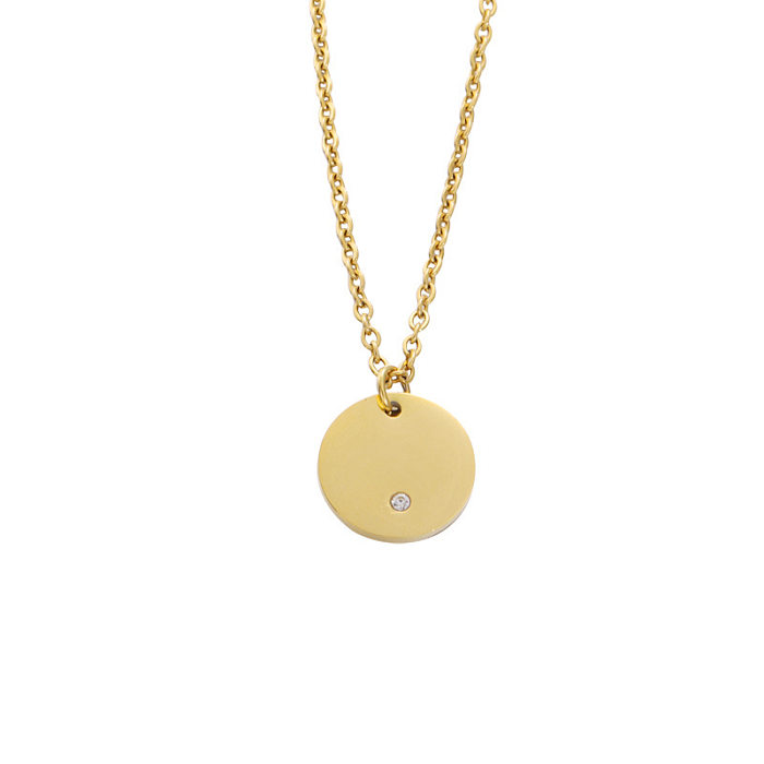 Classic Style Commute Round Stainless Steel  Gold Plated Silver Plated Pendant Necklace In Bulk