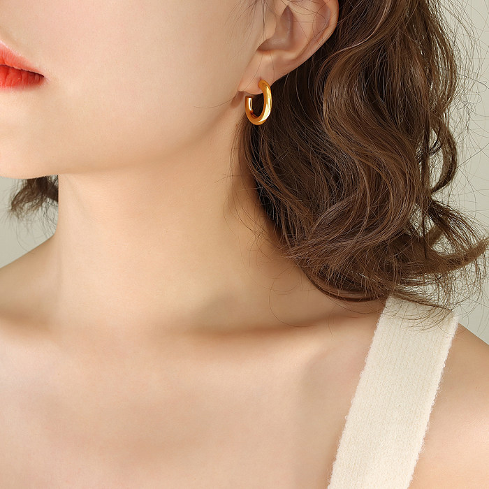 1 Pair Casual Simple Style C Shape Stainless Steel Plating 18K Gold Plated Ear Studs