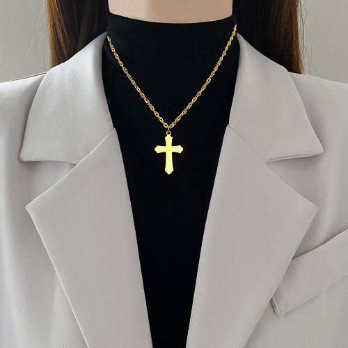Wholesale Ethnic Style Cross Stainless Steel Pendant Necklace