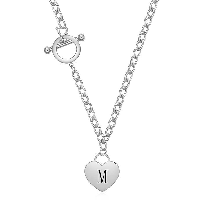 Einfache Halskette mit Anhänger in Buchstaben-Herzform aus Edelstahl mit Toggle-Beschichtung