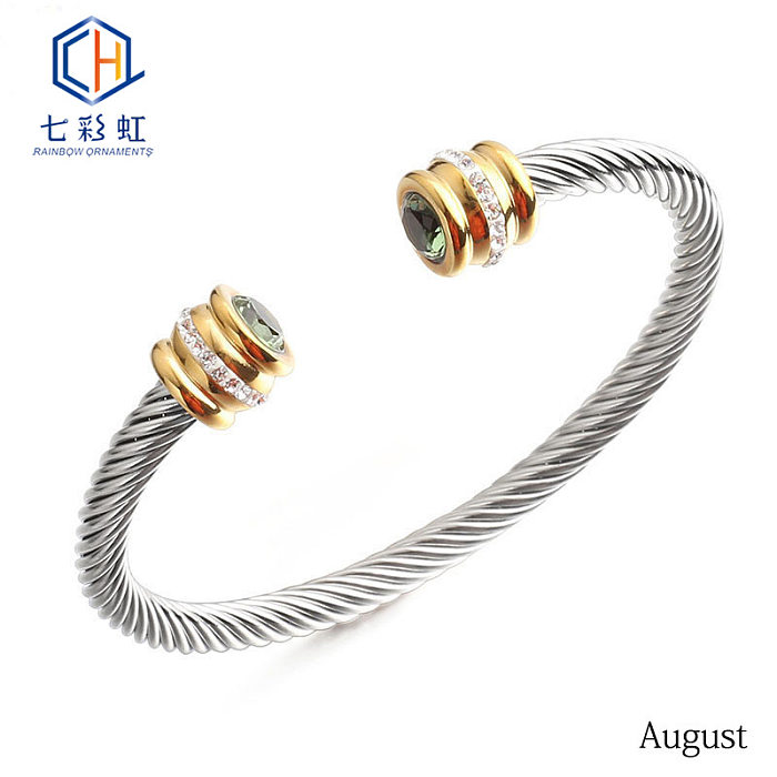 Titanium Steel Bracelet Colorful Diamond Twist Bangle Jewelry Wholesale