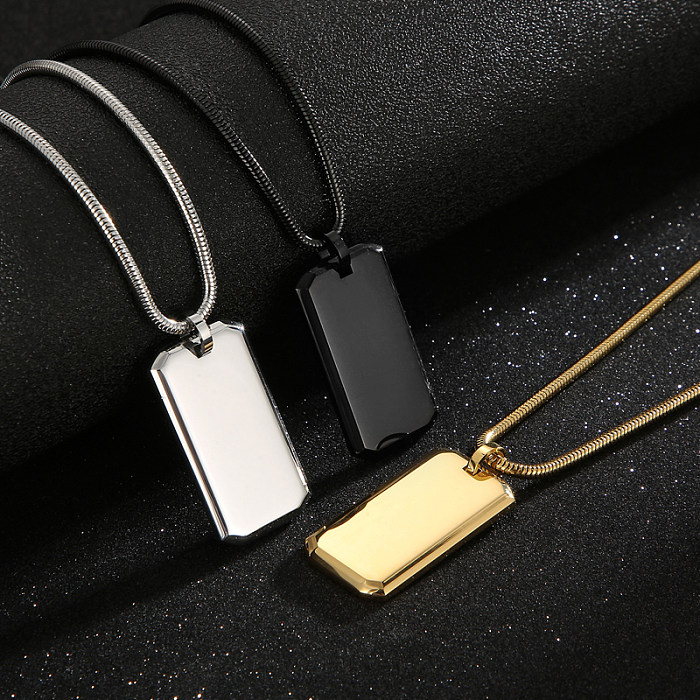 Fashion Rectangle Stainless Steel Plating Stainless Steel Pendant Necklace 1 Piece