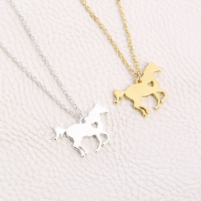 Casual Streetwear Horse Stainless Steel Metal Pendant Necklace