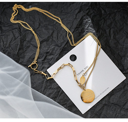 Simple Style Round Stainless Steel  Patchwork Layered Necklaces