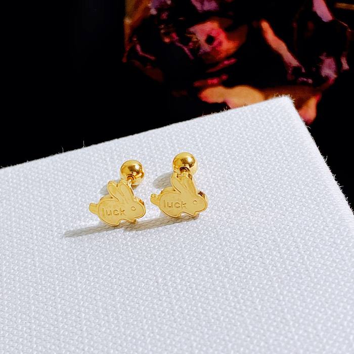 1 Pair Simple Style Rabbit Plating Stainless Steel Gold Plated Ear Studs