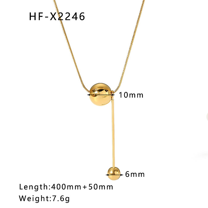 Lässige Damen-Anhänger-Halskette im schlichten Stil mit Kugel-Edelstahlbeschichtung, 18 Karat vergoldet