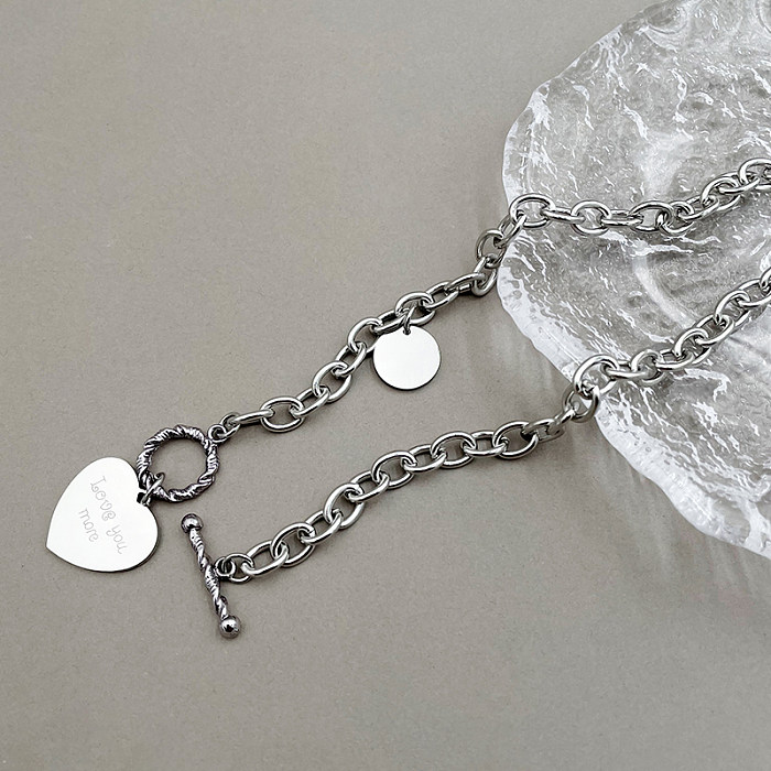 Lässige, romantische, schlichte Halskette in Herzform aus Edelstahl in großen Mengen