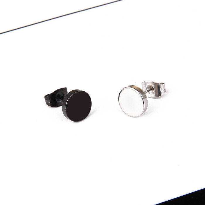 Simple Style Round Stainless Steel Ear Studs Metal Stainless Steel  Earrings 1 Piece