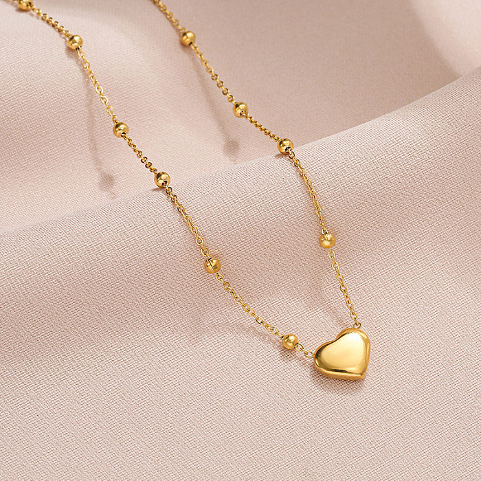 Fashion Simple Style Heart Shape Stainless Steel Plating Necklace
