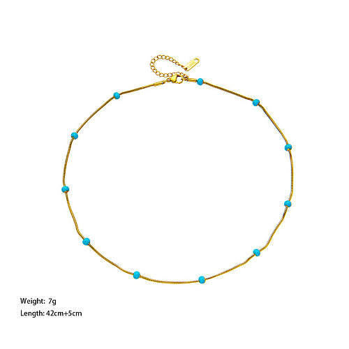 Vacation Jewelry Stainless Steel  Stainless Steel Beaded Plating Necklace