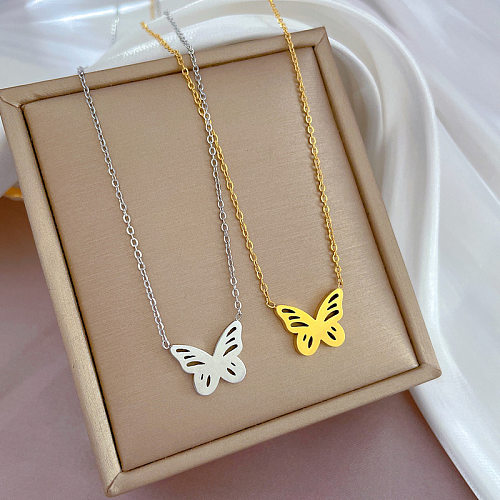 Elegant Butterfly Stainless Steel Plating Pendant Necklace
