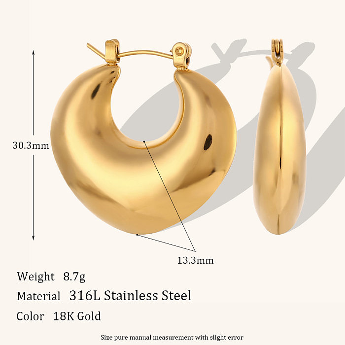 1 Pair Lady Round Plating Stainless Steel  18K Gold Plated Earrings
