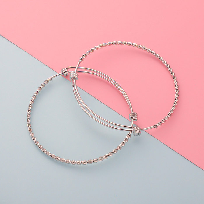 Simple Style Solid Color Stainless Steel Bangle