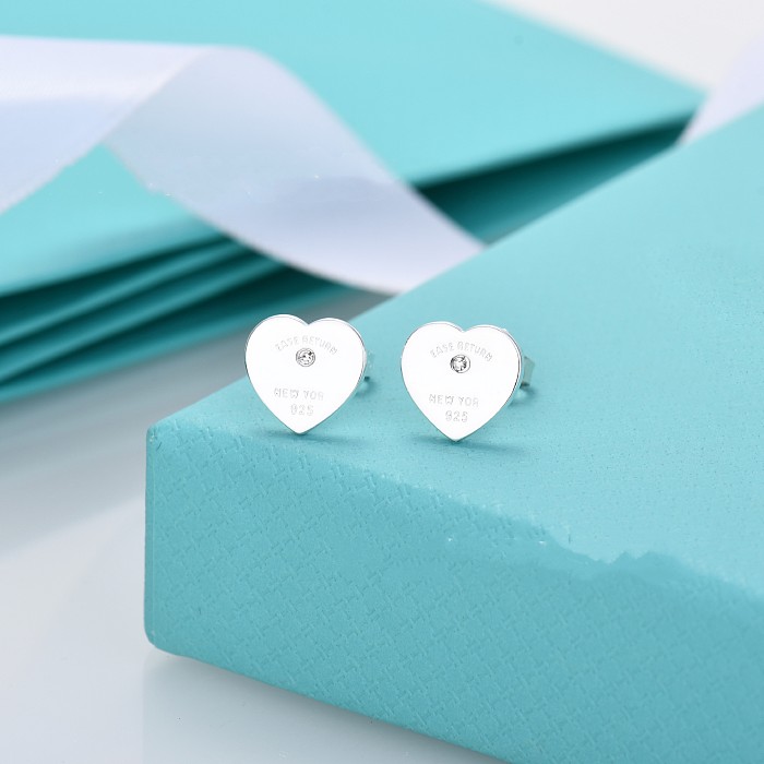 1 Pair Simple Style Heart Shape Stainless Steel  Ear Studs