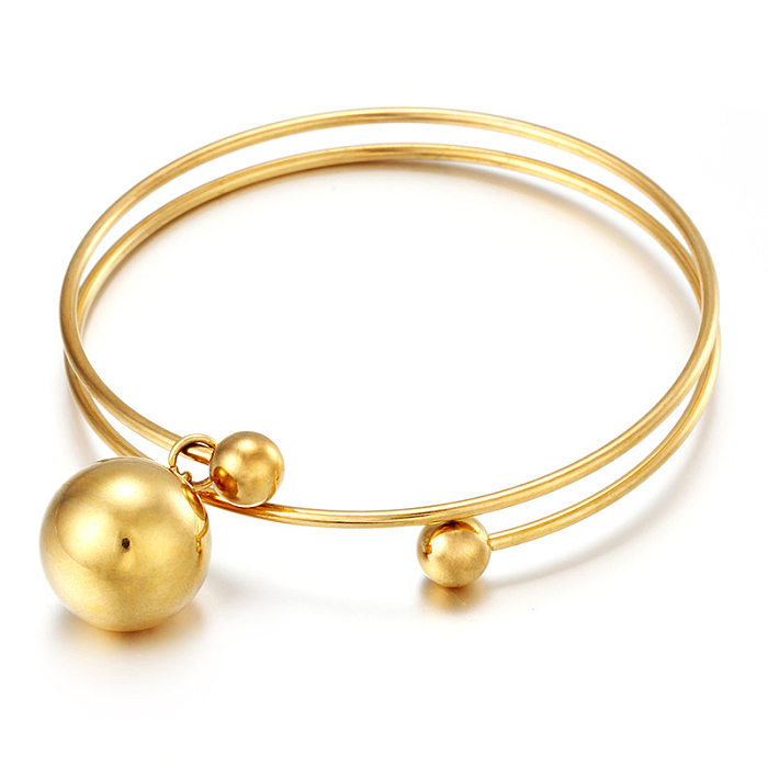 Ornamento de roda de cartão nova moda na moda personalizado anel duplo de aço inoxidável pulseira feminina ouro galvanizado entrega de uma peça