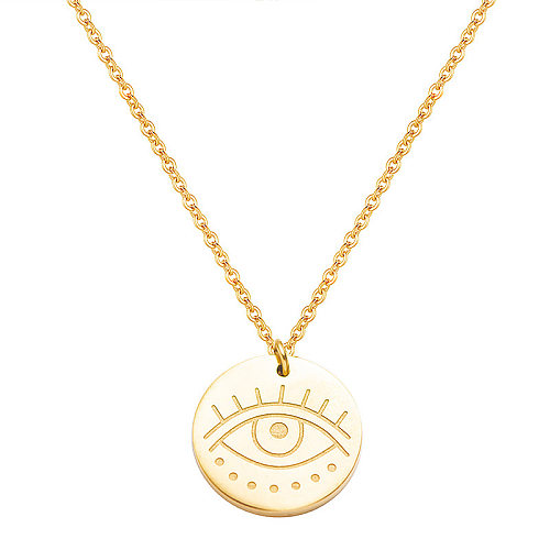 Simple New Stainless Steel  Geometric Circle Eye Necklace Wholesale