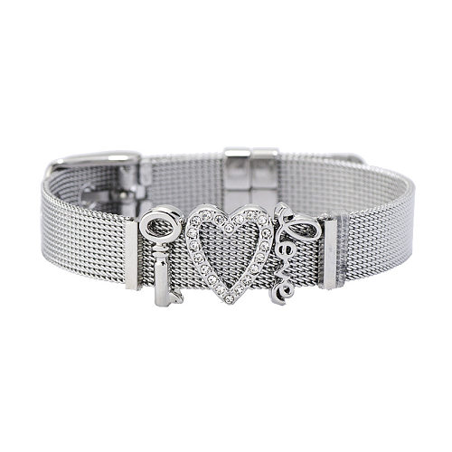 Titanium&Stainless Steel Fashion Sweetheart Bracelet  (Steel Color) NHHN0373-Steel-color