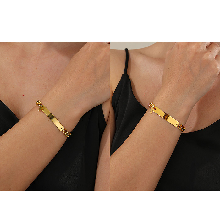 Bracelets plaqués en acier inoxydable, 1 pièce, clé étoile à la mode, rectangulaire