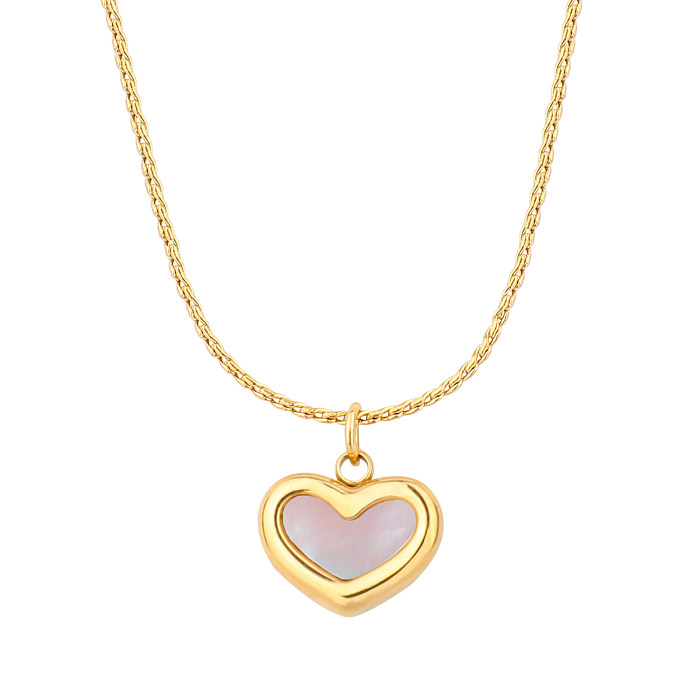 Casual Glam Modern Style Animal Heart Shape Stainless Steel  Plating Inlay Shell Zircon Gold Plated Layered Necklaces Pendant Necklace