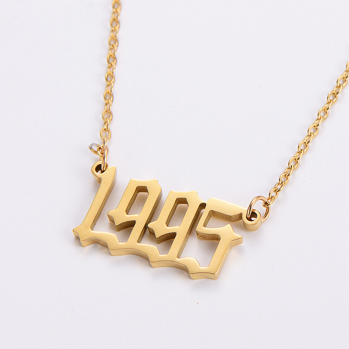 1 Piece Simple Style Number Stainless Steel  Polishing Plating Pendant Necklace