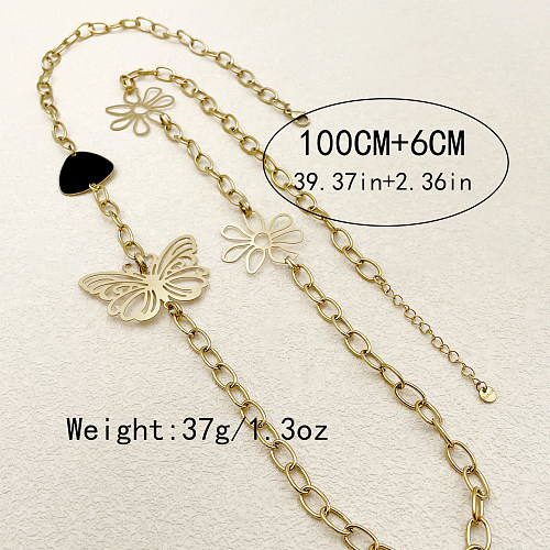Vintage Style Butterfly Stainless Steel  Plating Gold Plated Necklace